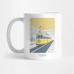 Vintage Lisbon Tram Travel Poster Mug